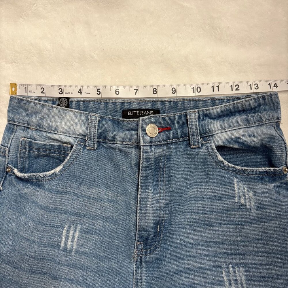 Distressed Blue High-Waisted Mom Jeans By Elite Jeans Size 7/28 - Picture 7 of 11